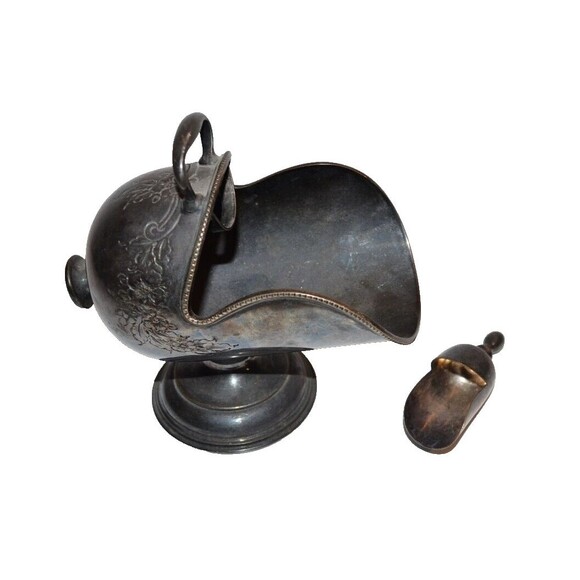 Vtg William Adams EPOC Sheffield England Silver Sugar Scuttle w/Floral Chasing - Picture 1 of 15